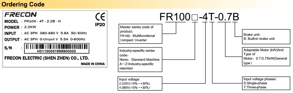 Cách tra mã Biến tần Frecon FR100-4T-2.2B